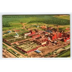 Vintage Linen Postcard Aerial View of DuPont Orlon Plant Camden SC